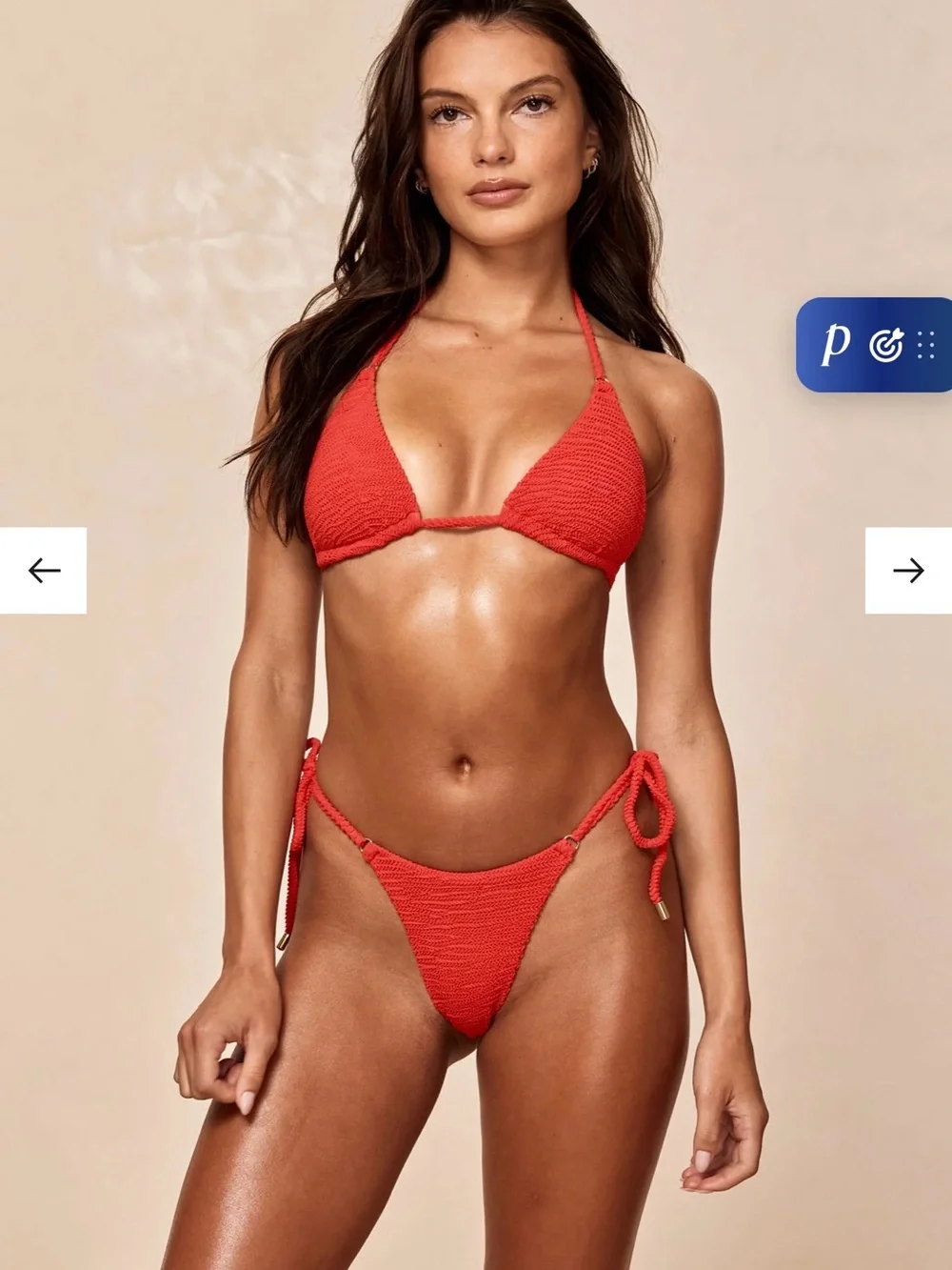 Monday Swimwear Hanalei Top & Bottom set in Chili Pepper Crinkle -size m